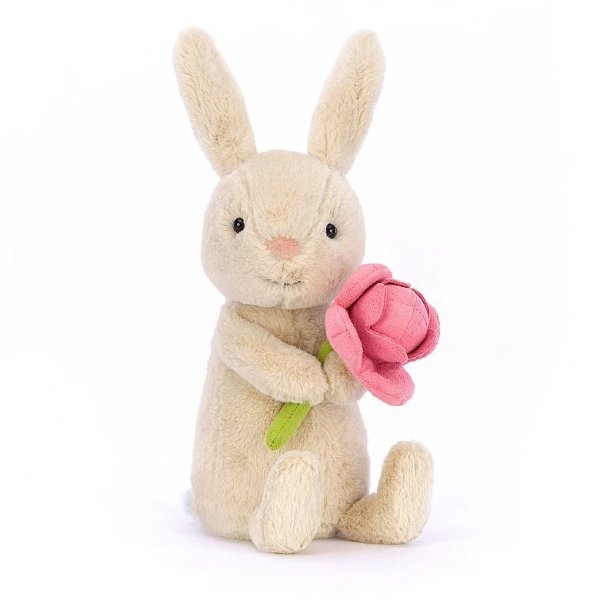 小兔抱着鲜花
