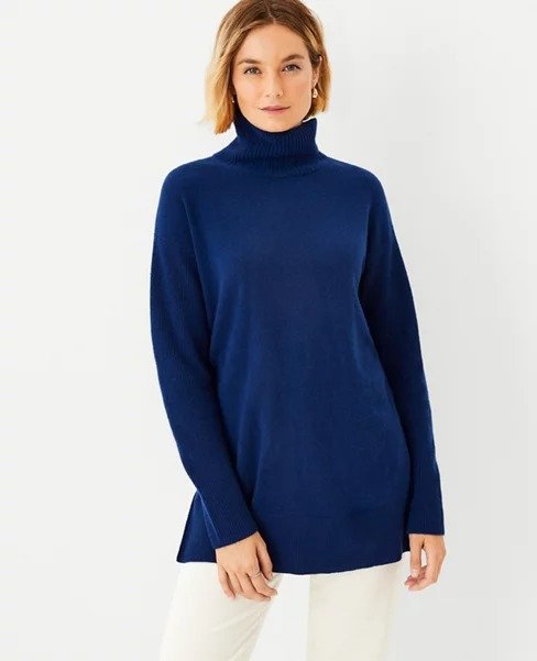 Cashmere Turtleneck Tunic Sweater | Ann Taylor
