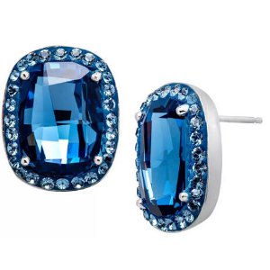 Stud Earrings with Denim Swarovski Crystal