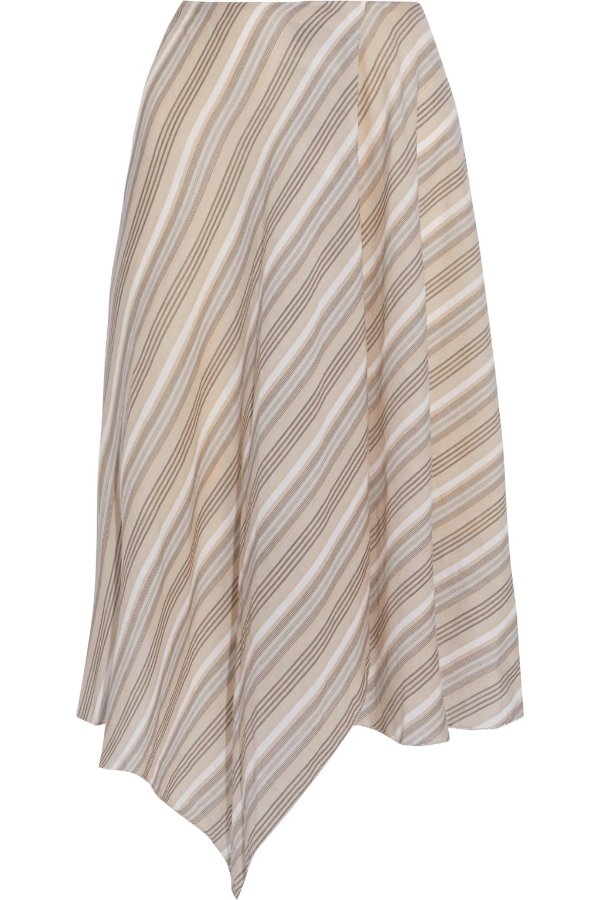 Ilsa asymmetric striped cotton-voile skirt