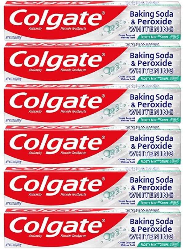 Colgate Peroxide and Baking Soda Toothpaste with Fluoride 6 Ounce (Pack of 6), 36 Ounce