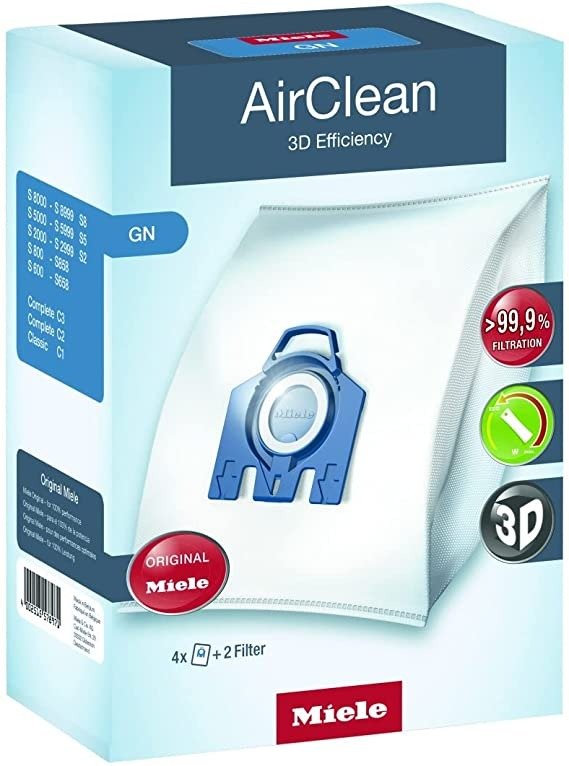10123210 AirClean 3D Efficiency Dust Bag, Type GN, 4 Bags & 2 Filters, white