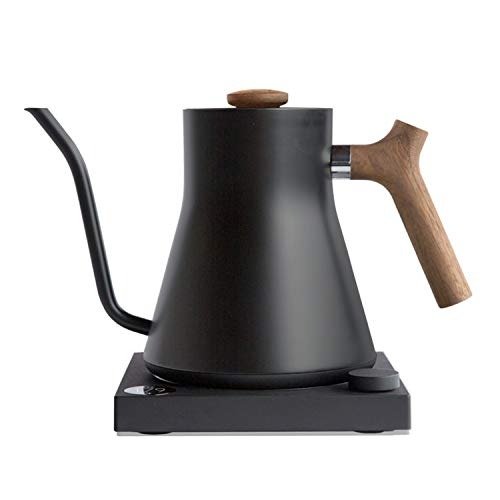 Stagg EKG Electric Gooseneck Kettle - Pour-Over Coffee and Tea Kettle - Stainless Steel Kettle Water Boiler - Quick Heating Electric Kettles for Boiling Water - Matte Black With Walnut Handle