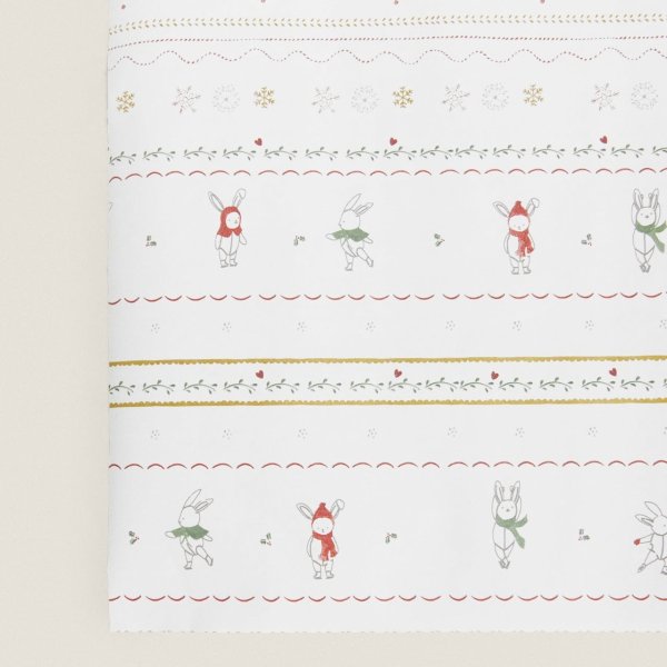 CHILDREN’S WRAPPING PAPER WITH CHRISTMAS BUNNY RABBITS