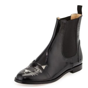 Charlotte Olympia Chelsea Cats Pull-On Boot, Black @ Neiman Marcus