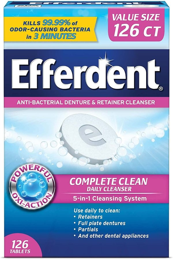 Efferdent Denture Cleanser Tablets Complete Clean 126 Tablets