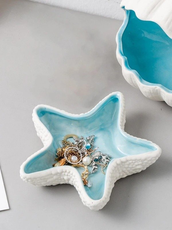 Seaside Blue Starfish Shaped Jewelry Dish
