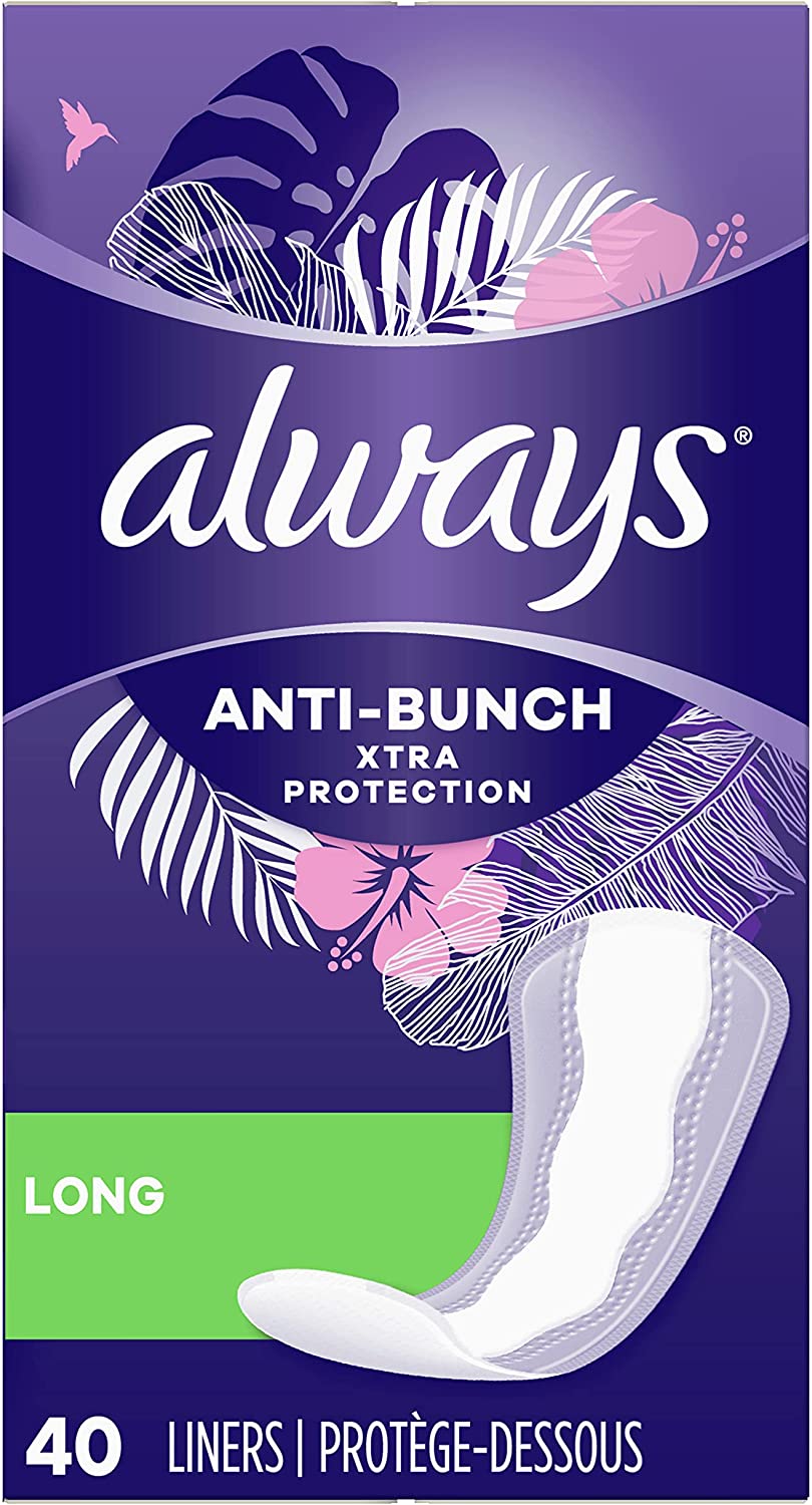 Always Anti-Bunch Xtra 保护日常衬垫长款无味，Anti Bunch 让您感觉舒适，40 支 
