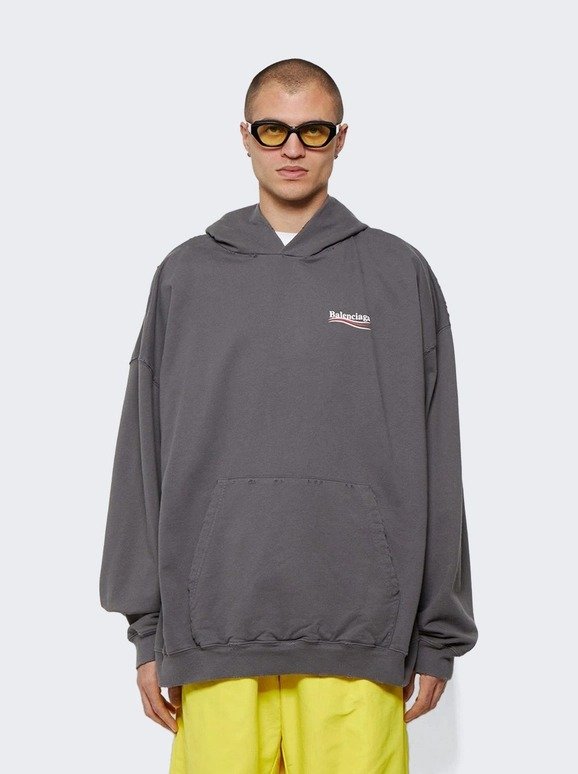 Political Campaign Large Fit Hoodie Grey