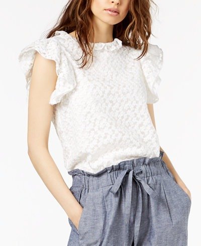 Ruffle-Trim Embroidered Top, Created for Macy's