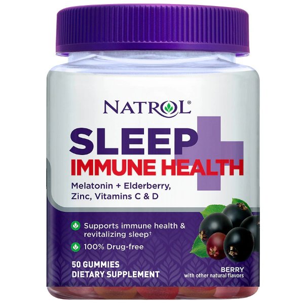 Sleep+ Immune Health, Melatonin and Elderberry, Gummies Berry