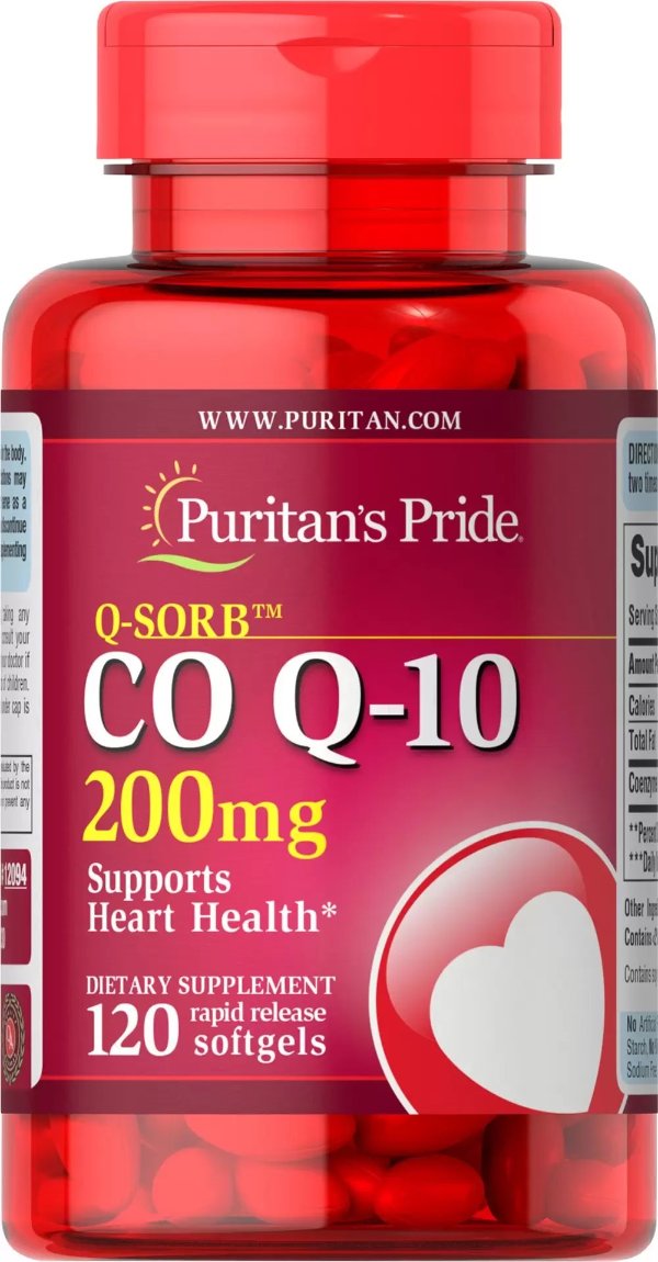 Q-SORB™ Co Q-10 200 mg 120 Rapid Release Softgels| Puritan's Pride