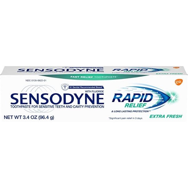 Rapid Relief Sensitivity Toothpaste for Sensitive Teeth, Extra Fresh, 3.4 Ounce