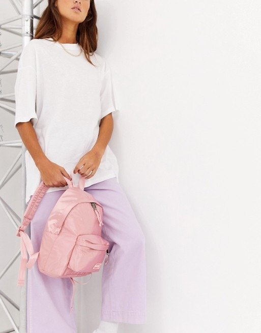 satin effect backpack in serene pink | ASOS