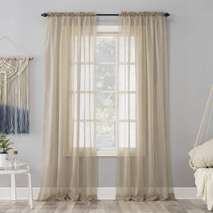 No. 918 Emily Sheer Voile Rod Pocket Curtain Panel, 59" x 63"