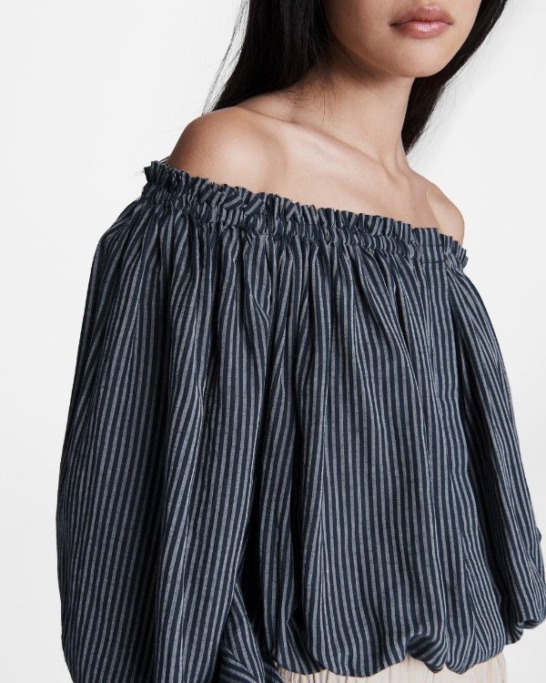 Mimi stripe linen blend blouse