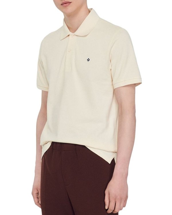 Cotton Pique Square Cross Patch Classic Fit Polo Shirt