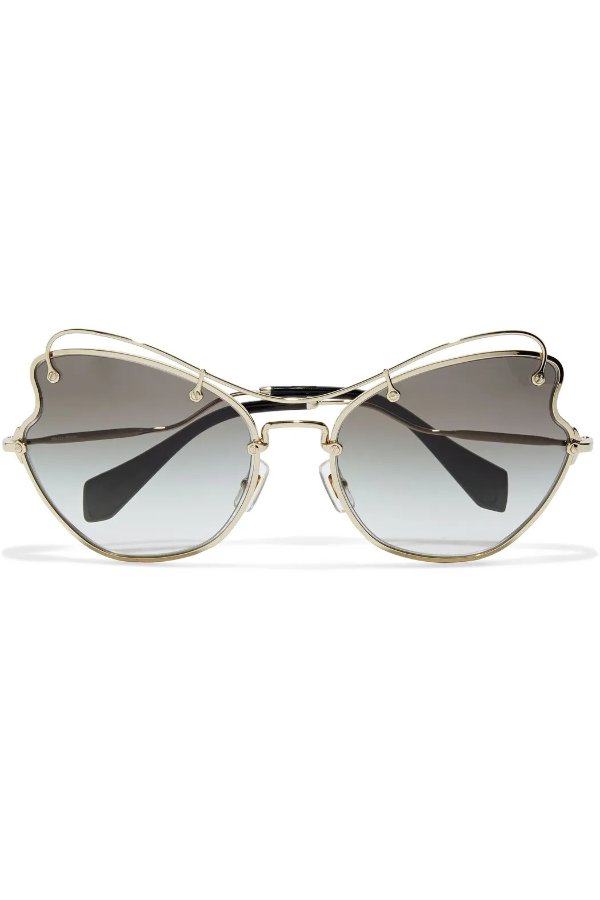 Butterfly-frame gold-tone sunglasses