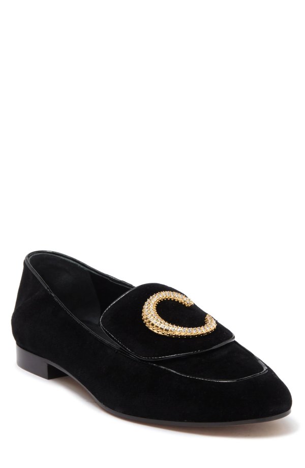 C Flat Leather Logo Fold-Down Loafers
