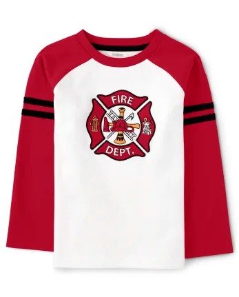 Boys Long Sleeve Embroidered Fire Department And Dalmatian Raglan Top - Fire Chief | Gymboree