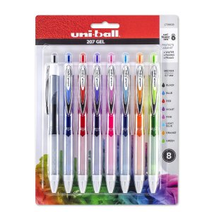 uni-ball 207 Colors Retractable Gel Pens, 0.7mm, 8 Count