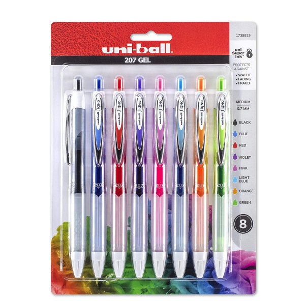 207 Colors Retractable Gel Pens, 0.7mm, 8 Count