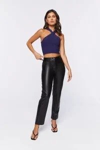 Faux Leather High-Rise Pants
