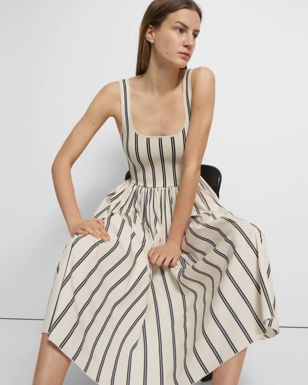 Sleeveless Dress in Striped Stretch Knit