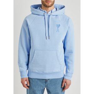 Ami ParisBlue logo hooded cotton sweatshirt
