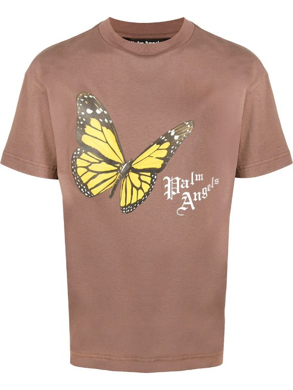 butterfly print crew neck T-shirt