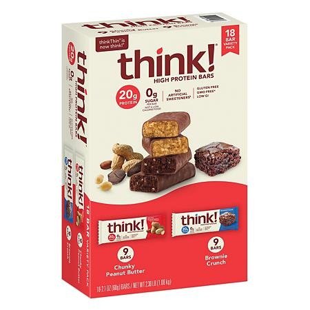thinkThin High Protein Bars, Chunky Peanut Butter & Brownie Crunch, 2.1 oz Bar (18 ct.) - Sam's Club