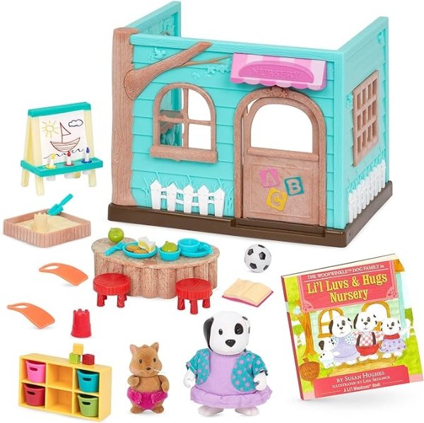 Li'l Woodzeez Lil Woodzeez – Luvs & Hugs Nursery Playset with 2 Characters & Storybook – Toy Preschool – Animal Figurine Playset – Storybook Bundle – 3 Years +