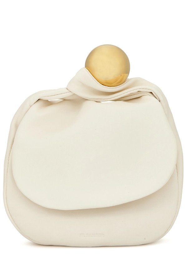 Sphere small cream leather clutch