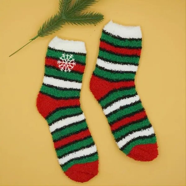 1 Pair Women's Fluffy Warm Winter Christmas Snow Pattern Floor Socks - Clothing, Shoes & Jewelry - Temu