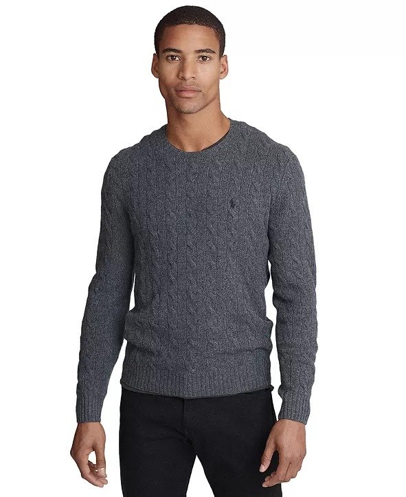 Men's Cable Wool-Cashmere Sweater