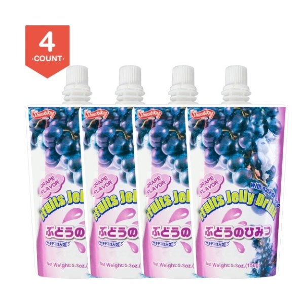 SHIRAKIKU Fruits Jelly Drink Grape Flavor 150g Pack of 4