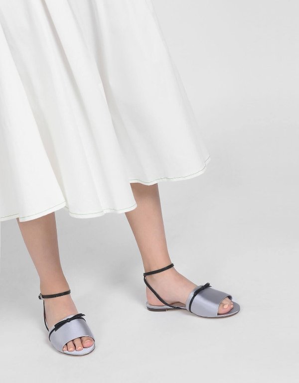 Grey Bow Detail Sandals | CHARLES & KEITH