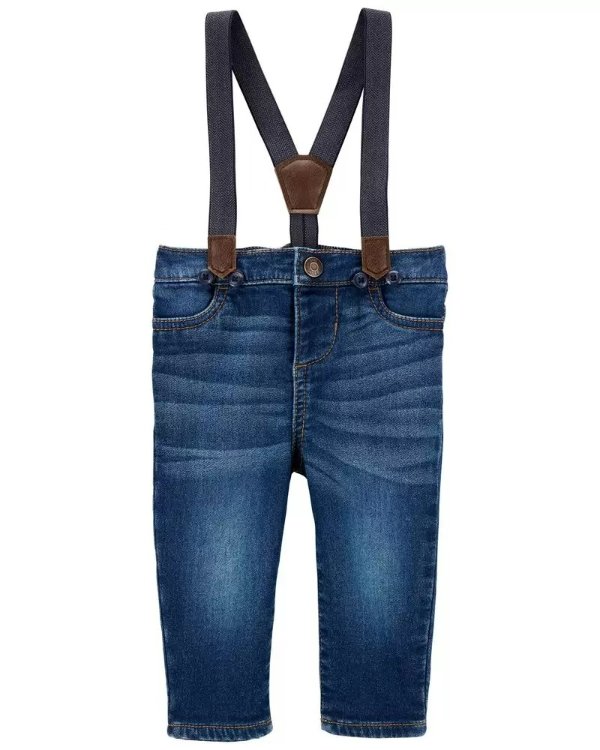 Baby Knit Denim Suspender Jeans