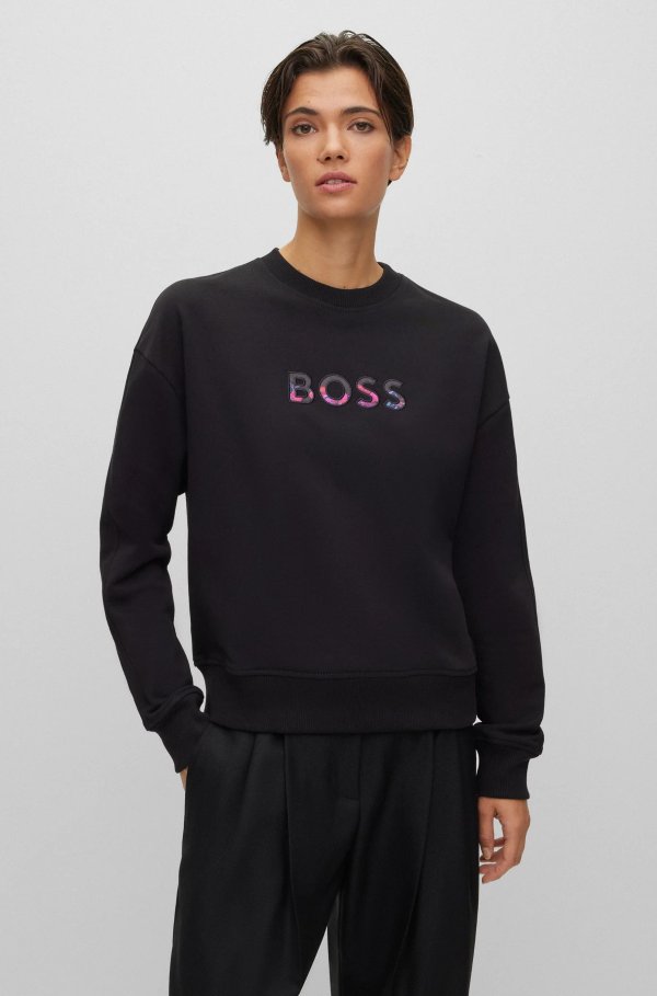 Relaxed-fit cotton-blend sweatshirt with logo detail