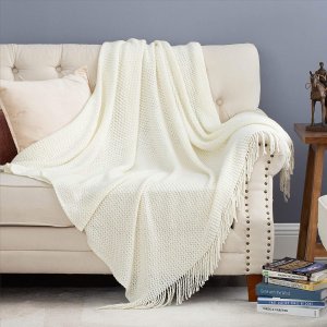 Bedsure Off White Throw Blanket for Couch