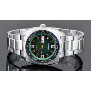 Seiko Men's SNKM97 Analog Display Green Dial Automatic Silver Toned Steel Watch