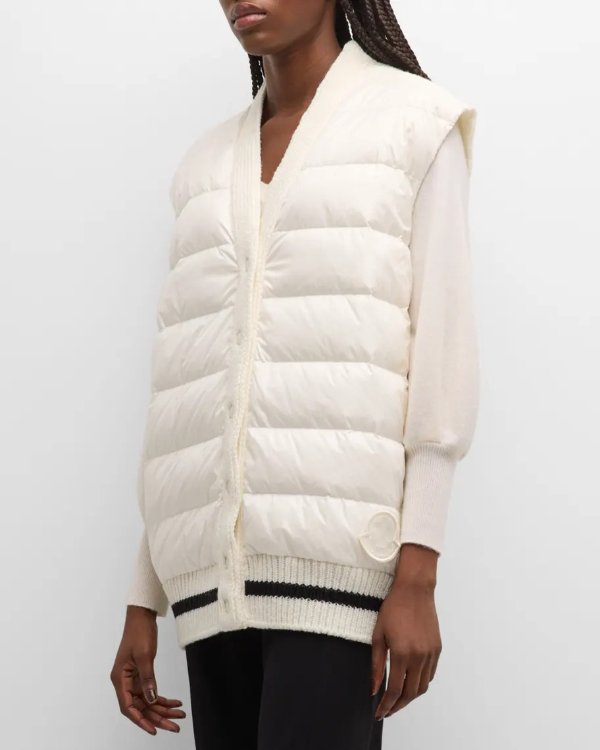 Puffer Vest with Wool Back