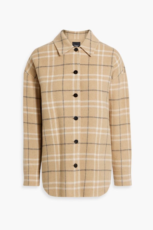 Checked wool-blend flannel jacket