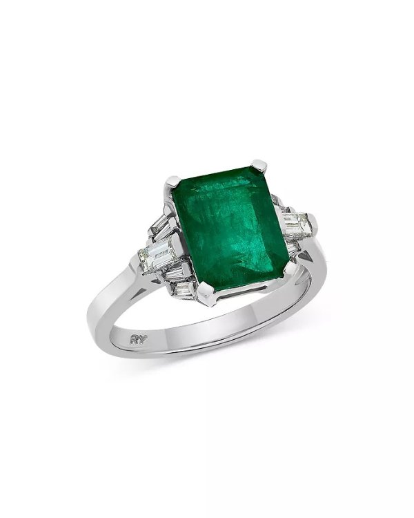 Emerald & Diamond Classic Ring in 14K Yellow Gold - 100% Exclusive
