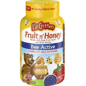 L'il Critters 纯天然水果蜂蜜味儿童复合维生素软糖 120粒