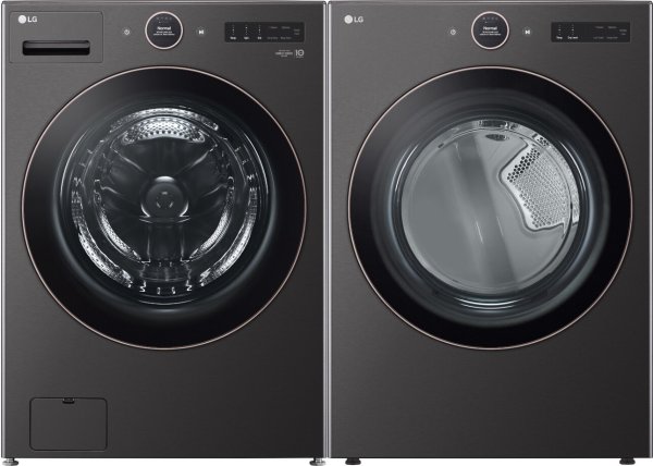 LG LGWADREB6500 Side-by-Side Washer & Dryer Set with Front Load Washer and Electric Dryer in Black Steel