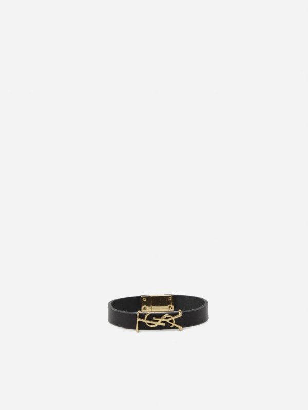 Opyum Bracelet In Smooth Black Leather