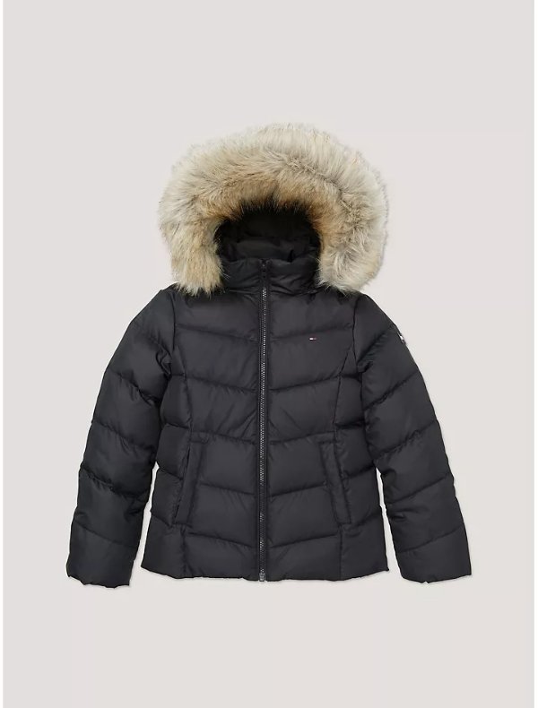 Kids' Faux Fur Hood Puffer Jacket