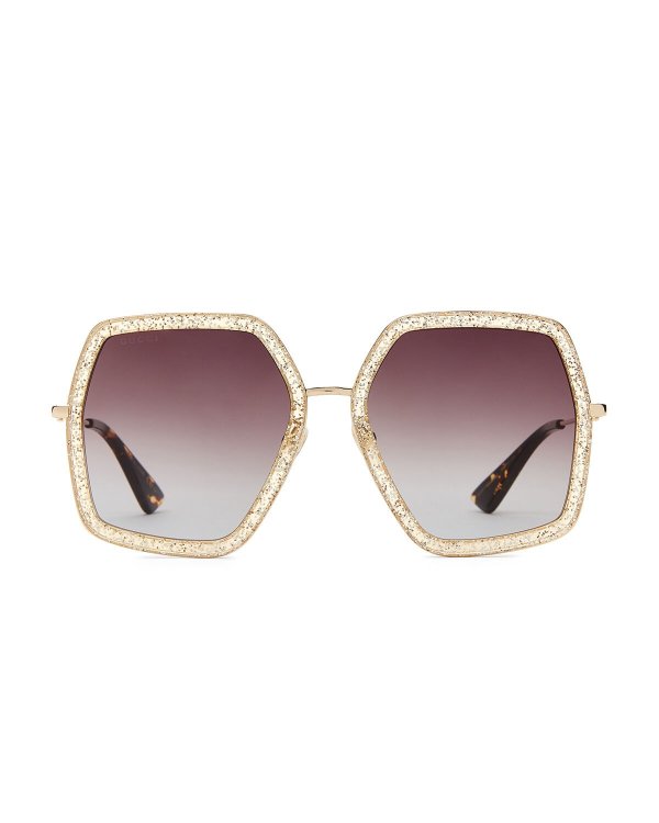 GG0106/S Glitter & Gold-Tone Square Sunglasses
