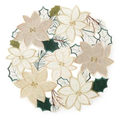 Homewear Holiday Ivory Poinsettia Placemat